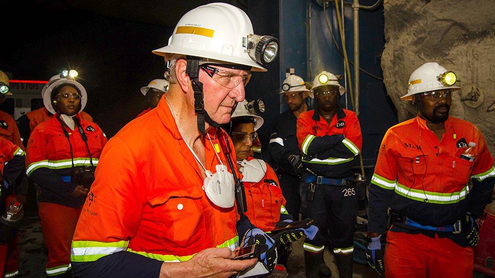 Mining Weekly’s Martin Creamer underground.