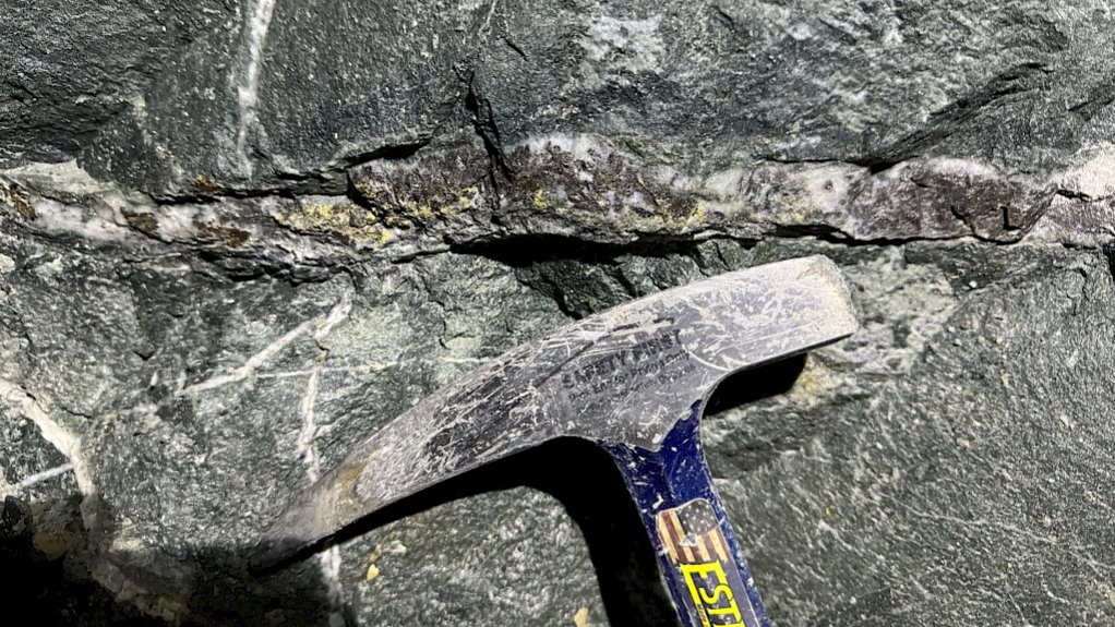 Gold mineralisation in rock at the Premier gold project