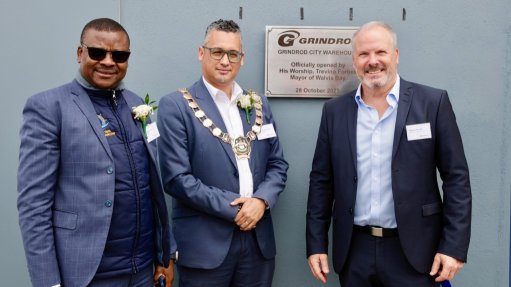 Namport CEO Andrew Kanime, Walvis Bay Mayor Trevino Forbes and Grindrod Logistics head Andrew Sturrock