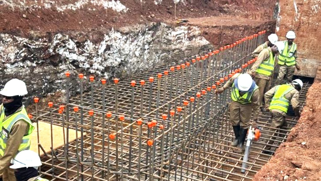 Steel reinforcing installation and preparation for concrete placement.