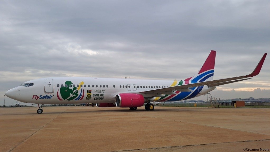 An image of the new The new Proteas-branded plane  