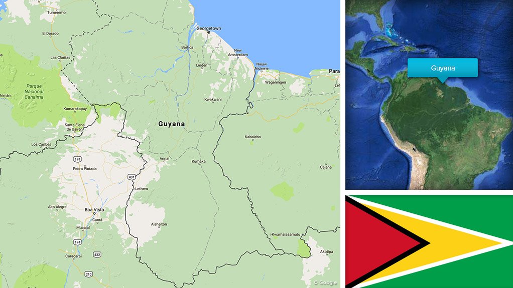 Location map and flag of Guyana