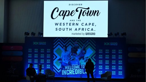 Wesgro signage at the launch of the latest Betway SA20 season