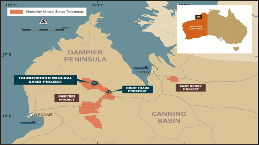 Location map of the Thunderbird mine