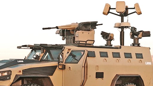The TriAD C-UAS system mounted on top of an armoured vehicle