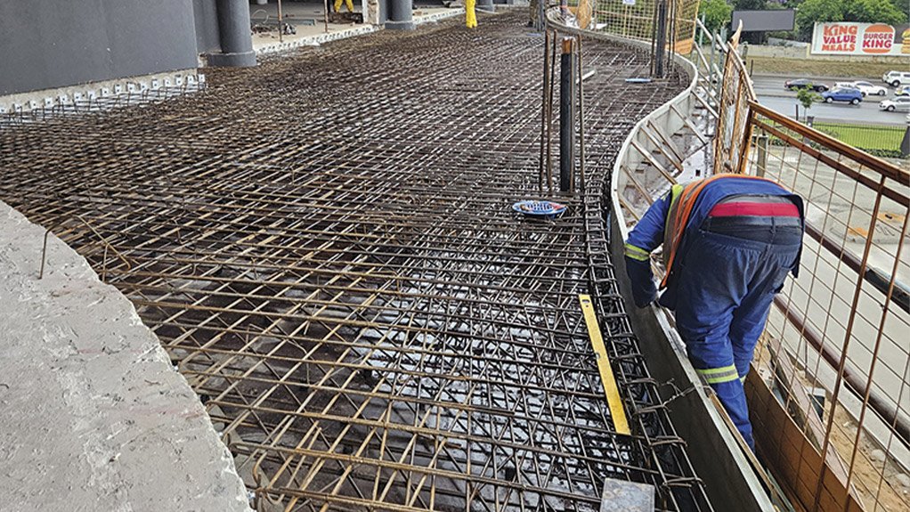 At Concor’s The View project at Fourways Mall, the rebar for the balcony extension has been fully inspected and is ready for concrete casting