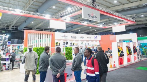 A stand at the expo showcasing protective wear