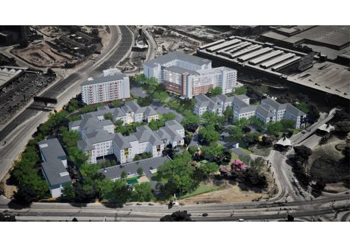 Architect rendering - Aerial view of Menlyn Park residential development