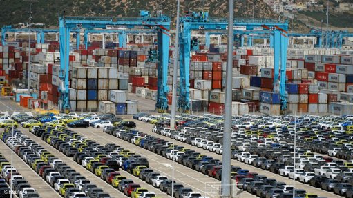 Cars, made in Morocco and intended for export, wait to be shipped at Tanger Med Port, on the Strait of Gibraltar, east of Tangier, Morocco