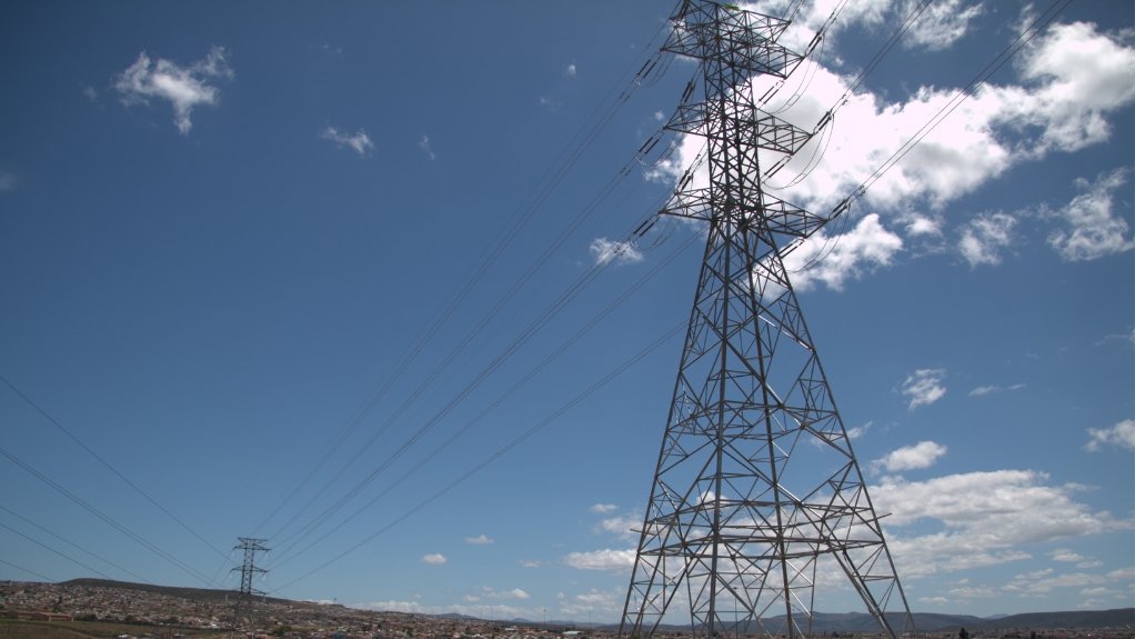 Transmission lines, blue South African sky