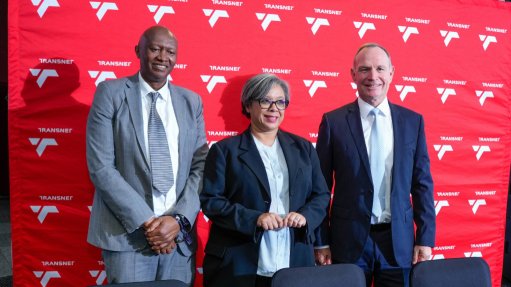 At the signing ceremony, from left to right, Transnet Port Terminals CEO Jabu Mdaki, Transnet Group CEO Adv. Michelle Phillips and ICTSI senior VP Hans-Ole Madsen.