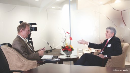 Flashback to Brian Gilbertson (right) being interviewed by Mining Weekly editor Martin Creamer.