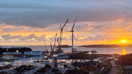 A wind Turbine at sunset