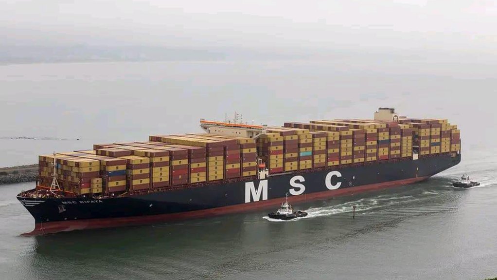 Containers on a ship