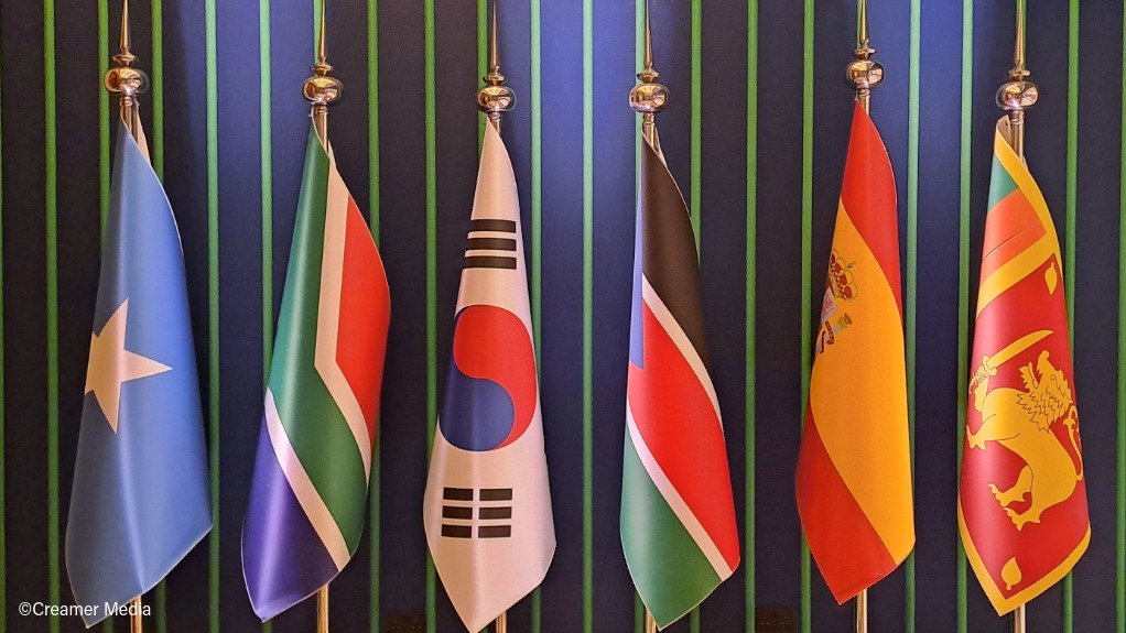 The flags of countries participating in the FMF