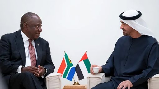 President Cyril Ramaphosa (left) with UAE President Sheikh Mohamed bin Zayed Al Nahyan. 