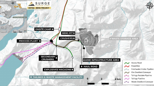 Location map of the Berg gold project, in Canada