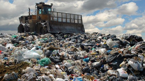landfill with bulldozer