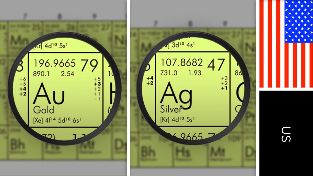 Image of US flag and periodic table symbols for gold and silver