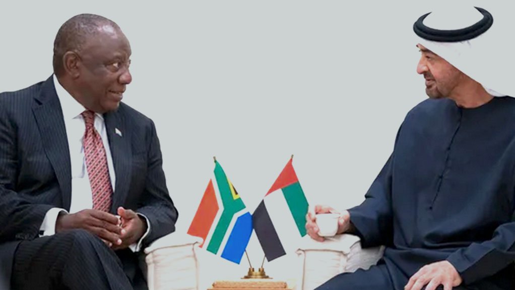 President Cyril Ramaphosa (left) with UAE President Sheikh Mohamed bin Zayed Al Nahyan. 