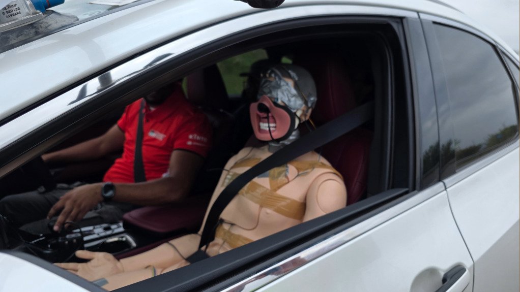 The above image depicts one of the dummies used in the reconstruction testing at Toyota's Eston Testing Track