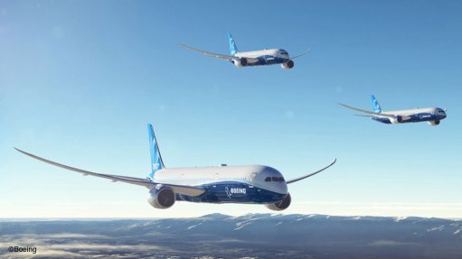 Boeing 787 Dreamliner airliners in flight