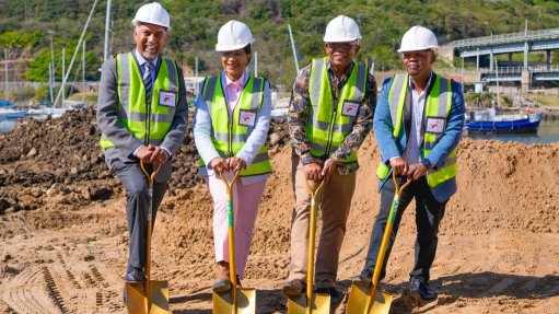 Image of first sod turning on the Latimer project on October 21, 2025. From left: TNPA acting GM Magenthran Ruthanevelu, TNPA acting CE Phyllis Difeto, Eastern Cape transport and community safety MEC Xolile Nqatha and East London port manager Sphiwe Mthembu.
