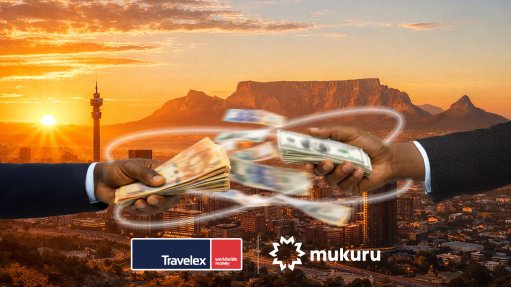 Image of two hands shaking with Mukuru and Travelex logos in the background