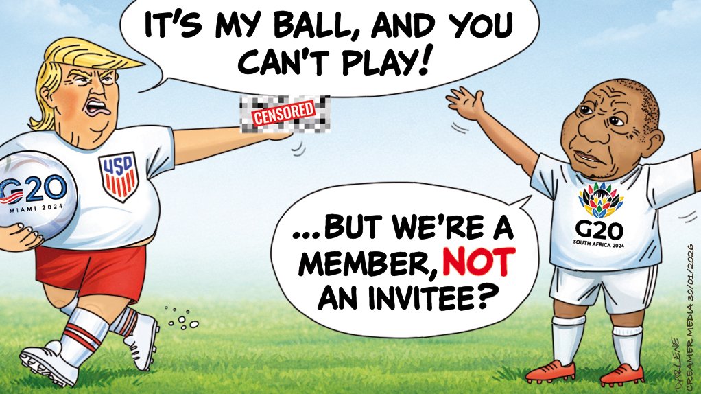 BRATTISH: Active moves by President Donald Trump to exclude South Africa from the G20 gathering in Miami might not rank at the top of recent outrageous actions by the US leader, including his vulgar gesture to an auto worker who heckled him during a plant visit. However, viewed alongside his brattish letter to Norway’s Prime Minister Jonas Gahr Støre, blaming Norway for his failure to receive the 2025 Nobel Peace Prize, it is suggestive of yet more brutishness to come, especially if such bullying continues to be tolerated.
