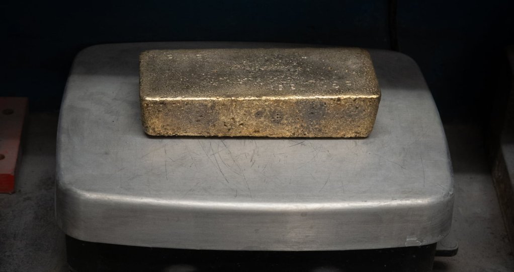 A gold bar produced from Osisko Development Corp's gold operations
