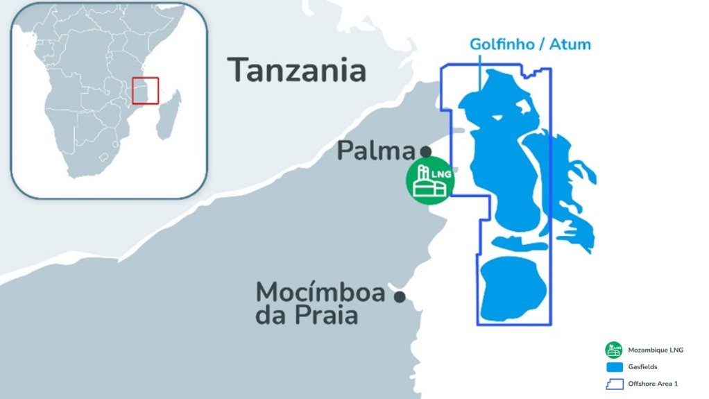 A map showing the location of the Mozambique LNG project