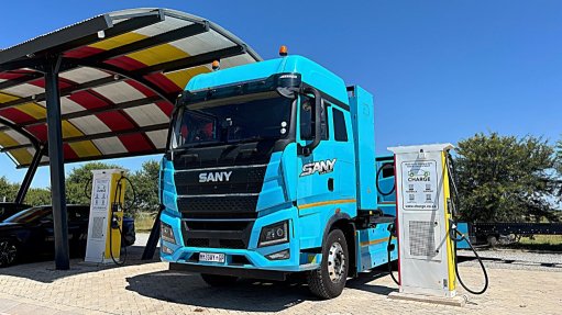 A Sany truck recharging at Charge Wolmaransstad