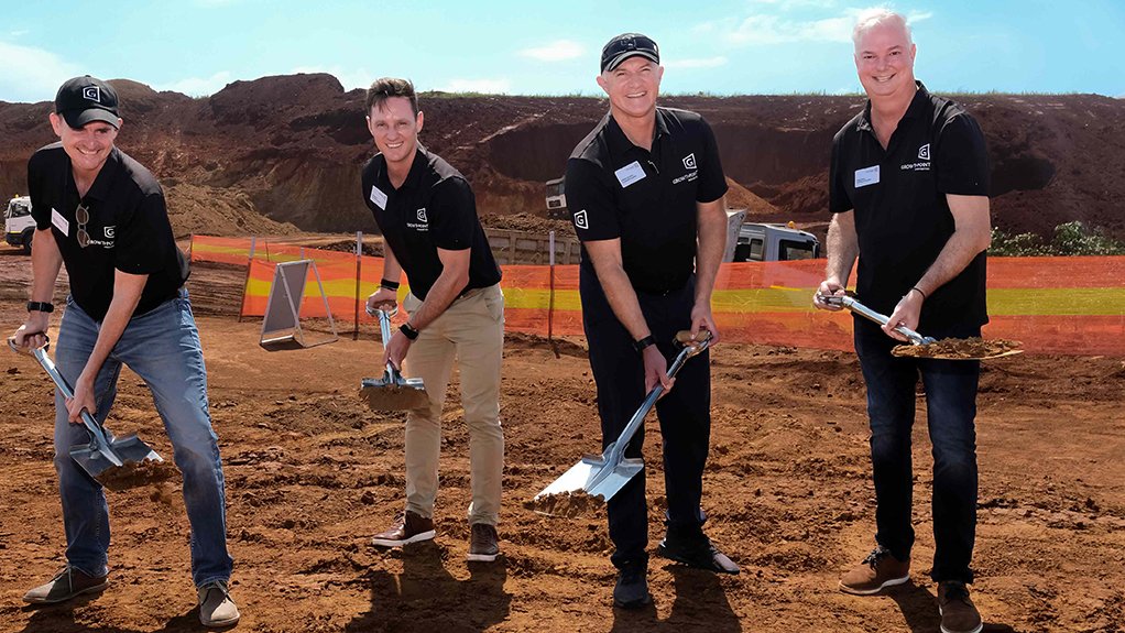 Growthpoint Properties logistics and industrial portfolio asset management head Jason Reeves KwaZulu-Natal regional development manager Kobus Blom SA CEO Estienne de Klerk and KwaZulu-Natal regional head Greg Worst at the sod turning ceremony