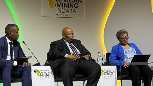 Dan Marokane, seated in the middle, at the Mining Indaba panel discussion 