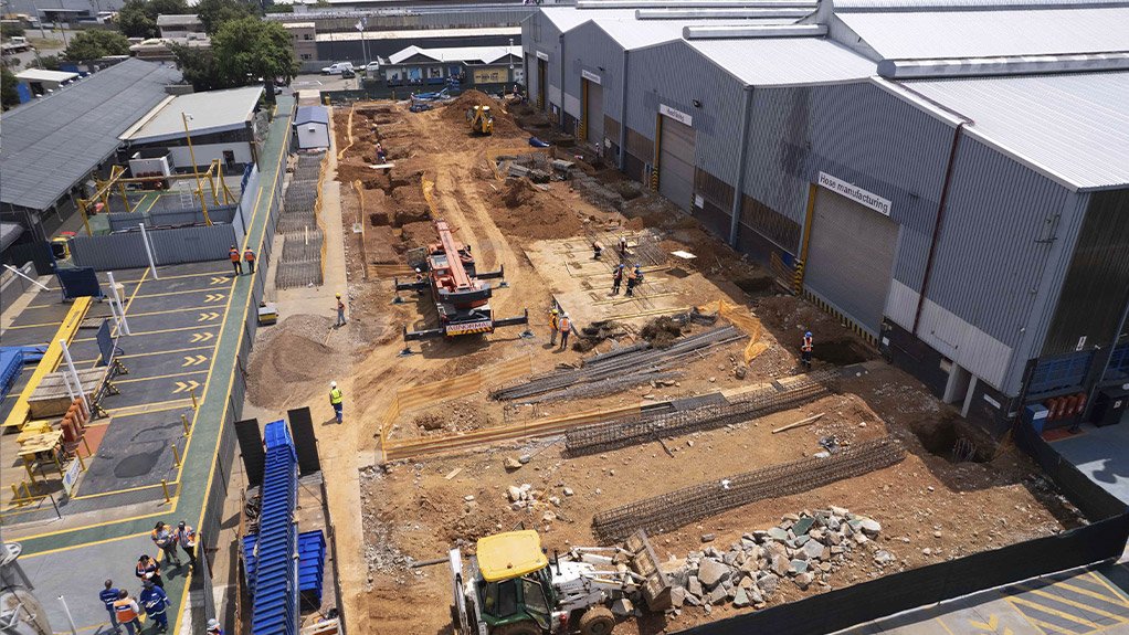 Construction of the new heavy bay screens manufacturing facility commenced in February 2025, with the project requiring substantial earthworks and piling to prepare the site for development