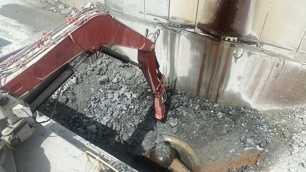 Testing of the refurbished Sandvik rock breaker is underway to confirm effective breaking of oversized feed in the primary crushing circuit