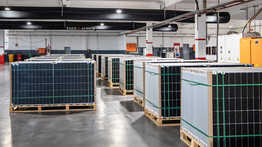 Packed solar panels at Ener-G-Africa's Paarl facility