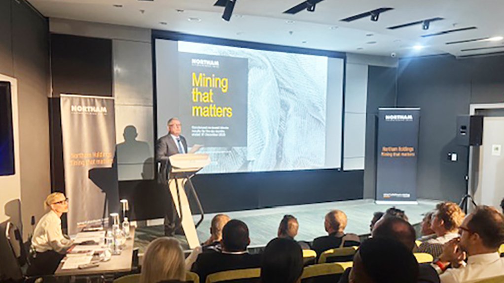 Northam CEO Paul Dunne presenting half-year results.