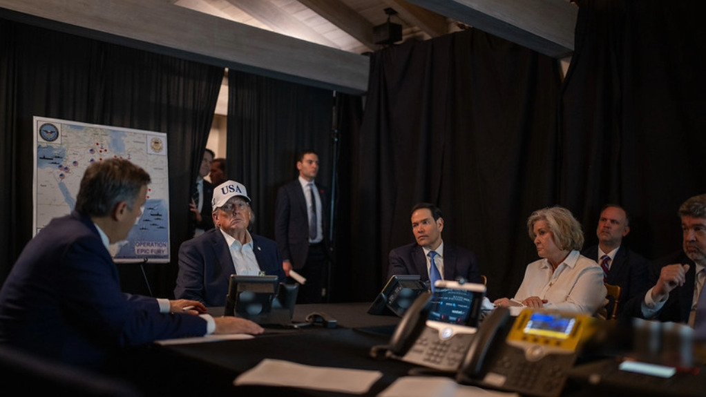 President Donald Trump oversees Operation Epic Fury at Mar-a-Lago, Palm Beach at the weekend. 