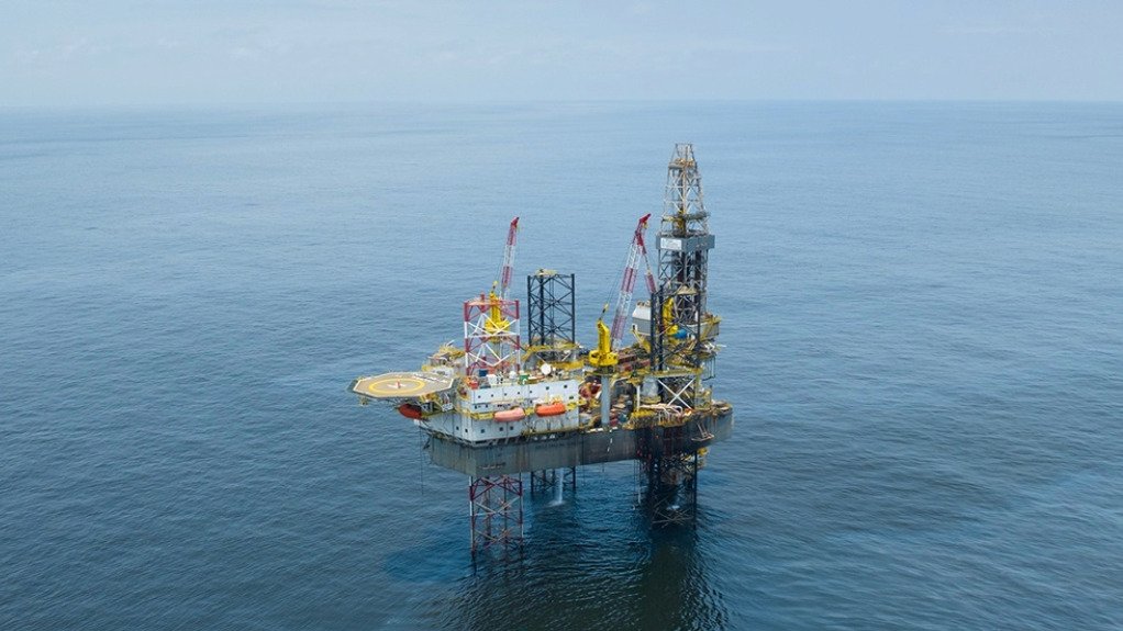 The above image depicts the South N'dola oil and gas platform by Chevron