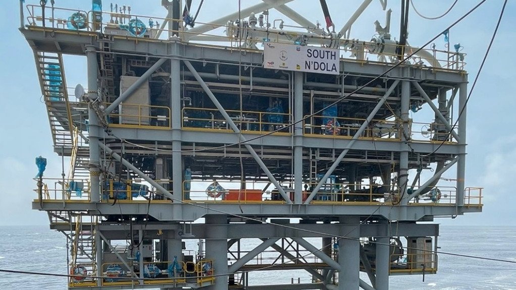 The above image depicts the South N'dola oil and gas platform by Chevron