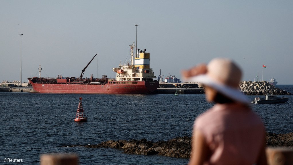 An oil tanker at port