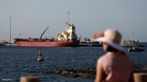 An oil tanker at port