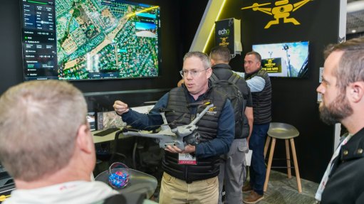 An image of a drone being showcased at an expo