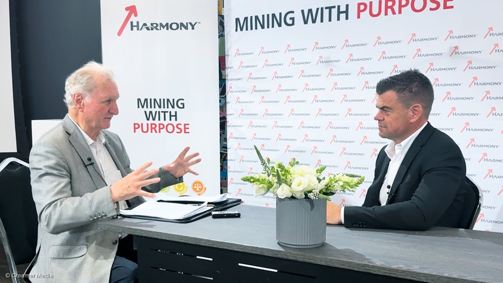 Harmony Gold CEO Beyers Nel (right) interviewed by Mining Weekly's Martin Creamer. 
