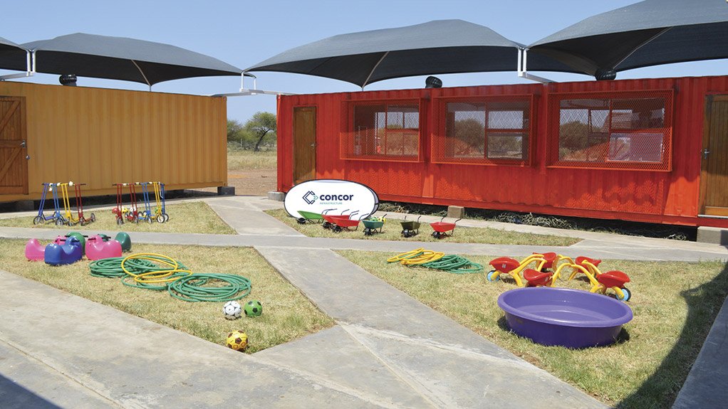 Image of container classrooms and play equipment