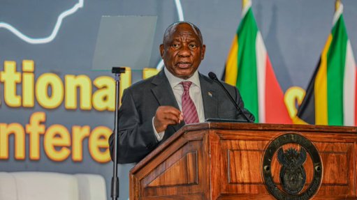 President Cyril Ramaphosa speaking at the National Transport Conference in Midrand