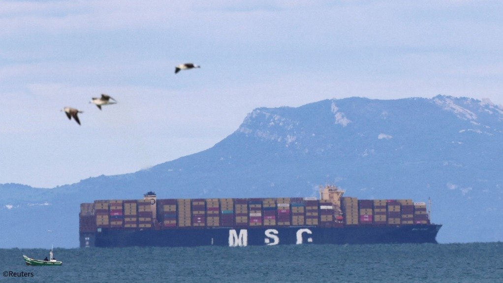 An MSC container ship at sea