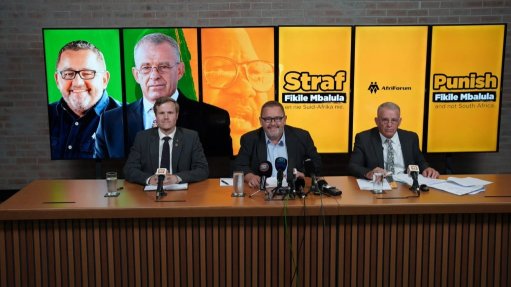 AfriForum Head of Public Relations Ernst J. van Zyl; CEO Kallie Kriel; Private Prosecution Unit Advocate Gerrie Nel