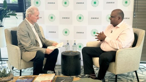 Omnia CEO Seelan Gobalsamy (right) being interviewed by Mining Weekly's Martin Creamer.